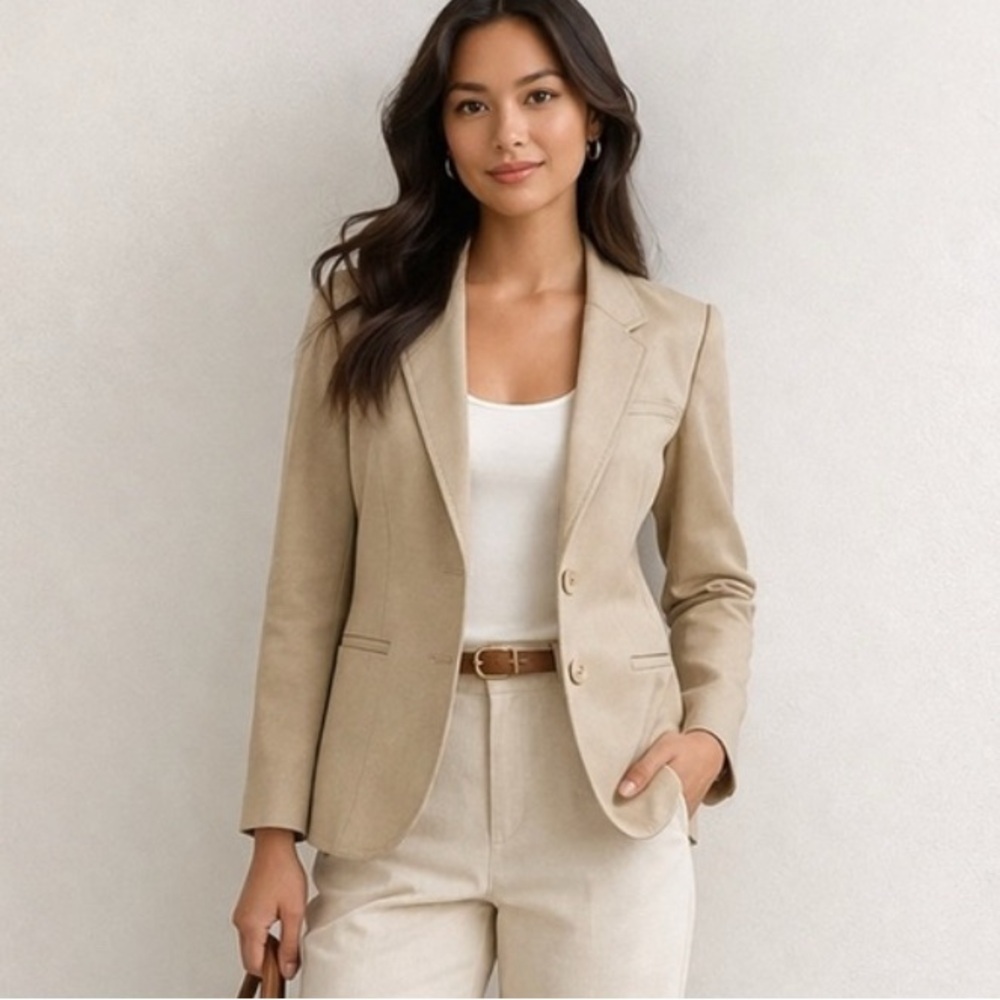 The Limited Tan Tailored Blazer XS Cotton Stretch Work Career Office Jacket